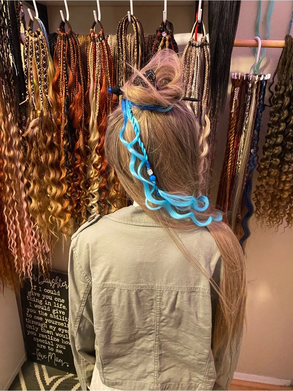 Bright Blue Curly Hair Extension Accent